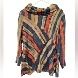 NorthStyle Modern Striped Multicolor Women's Knit Tunic Plus Size 1X
